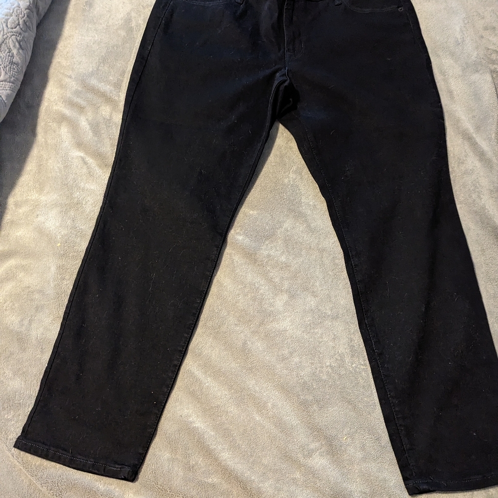 Women's Black Old Navy Mid Rise Power Slim Straight Jeans 14P